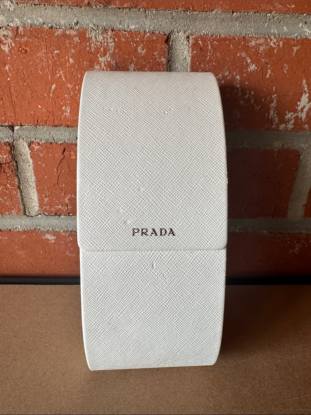 Prada White Saffiano Eyewear Box with Gold Logo